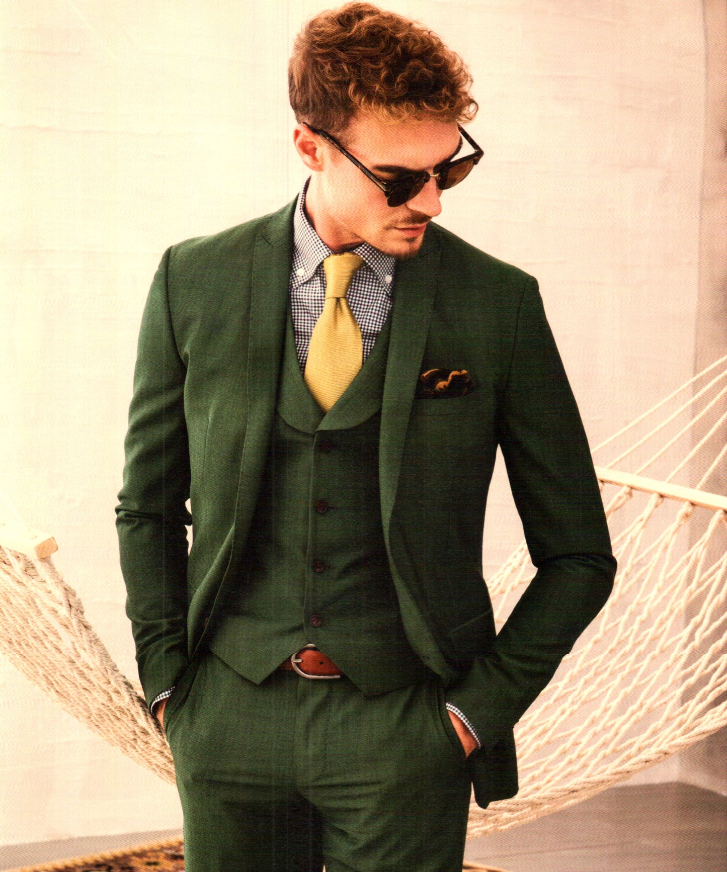 Green Linen Two - piece Suit