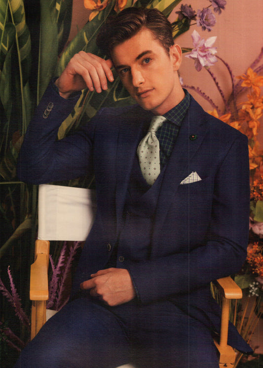 Classic Navy Blue Solid 3-piece Suit