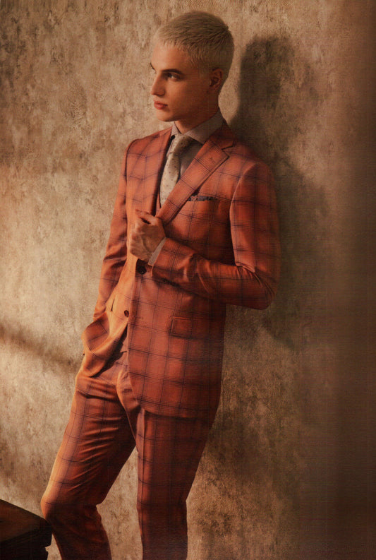 Classic Reddish Orange Plaid Suit