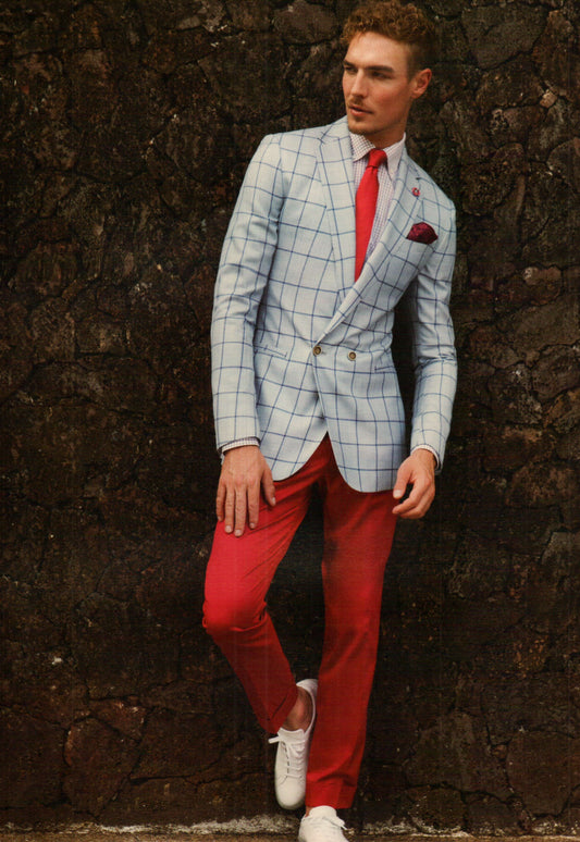 Light Blue Plaid Sports Jacket