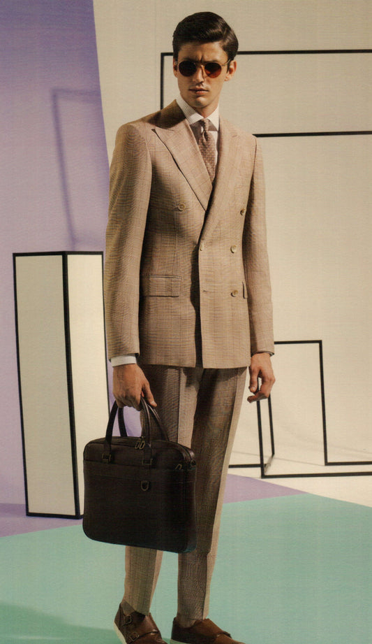 Classic Beige Plaid Custom Suit