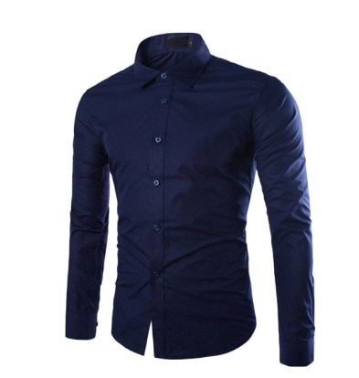 Classic Solid Navy Blue Shirt